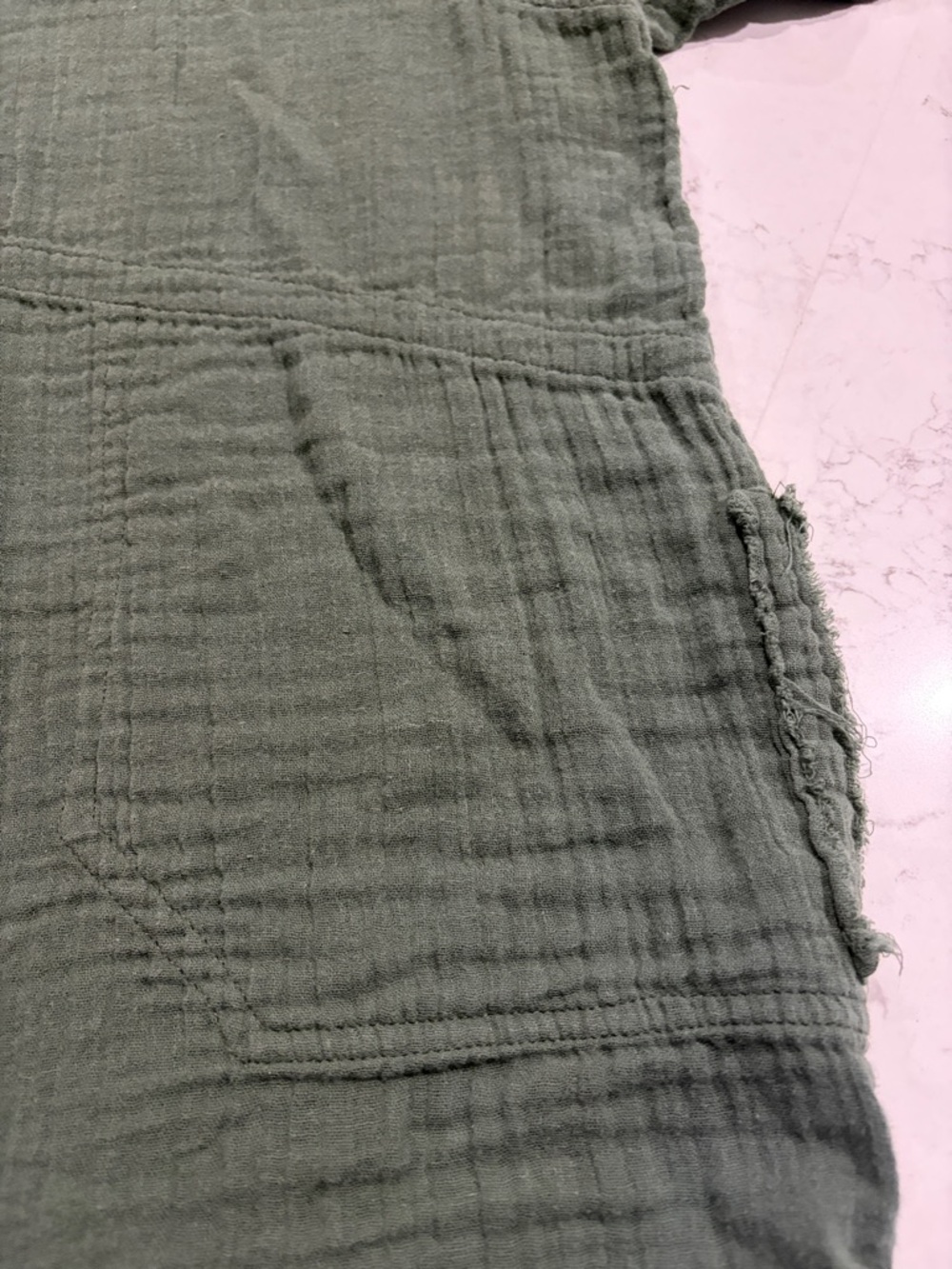Natural Life Cotton Gauze Raw Hem Tunic with Pockets Green Size XL - Picture 6 of 10